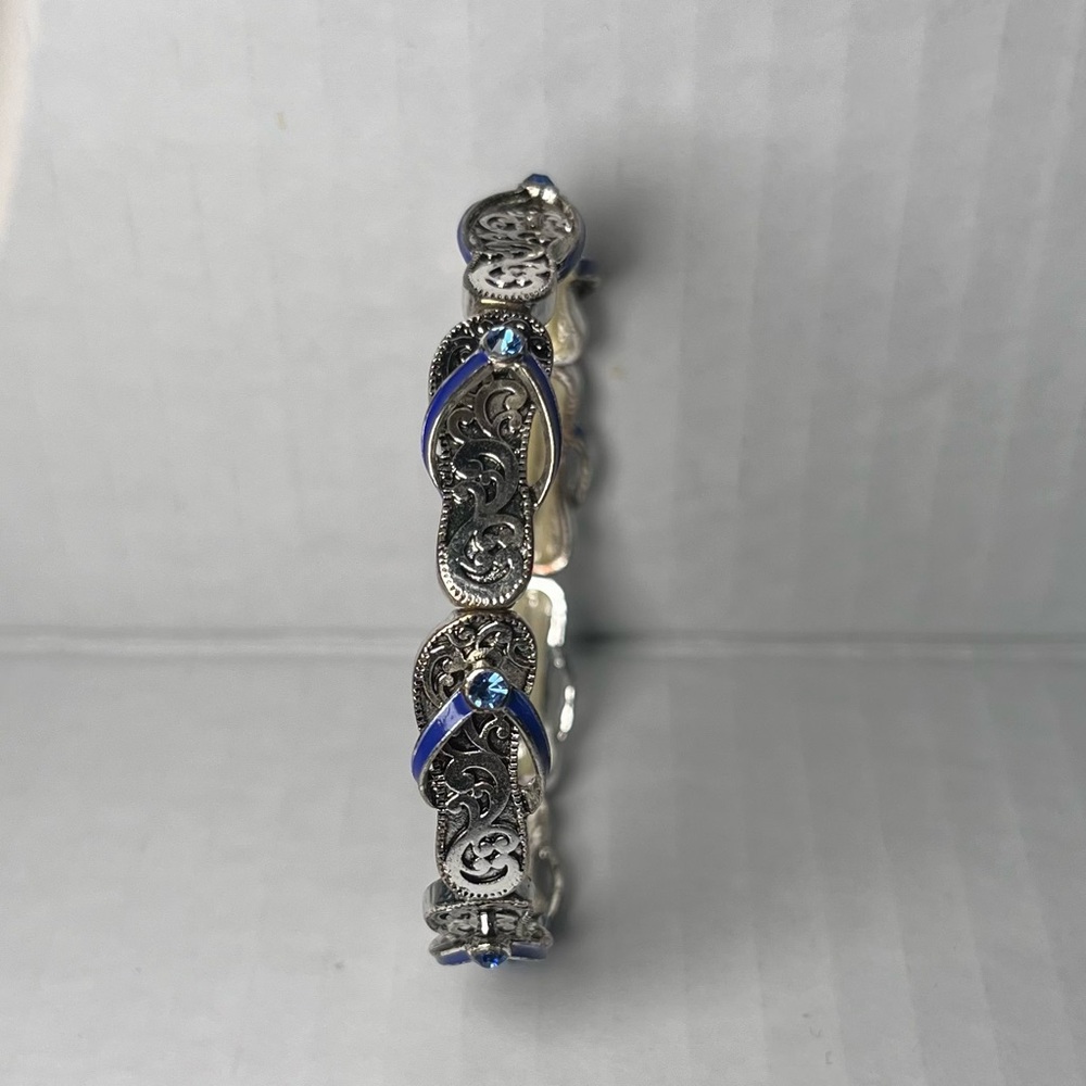 Silver & Blue Flip Flip Stretch Bracelet